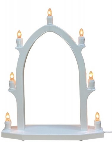 Gothic candle arch made of white wood with 7 electric candles Candles 36x46cm